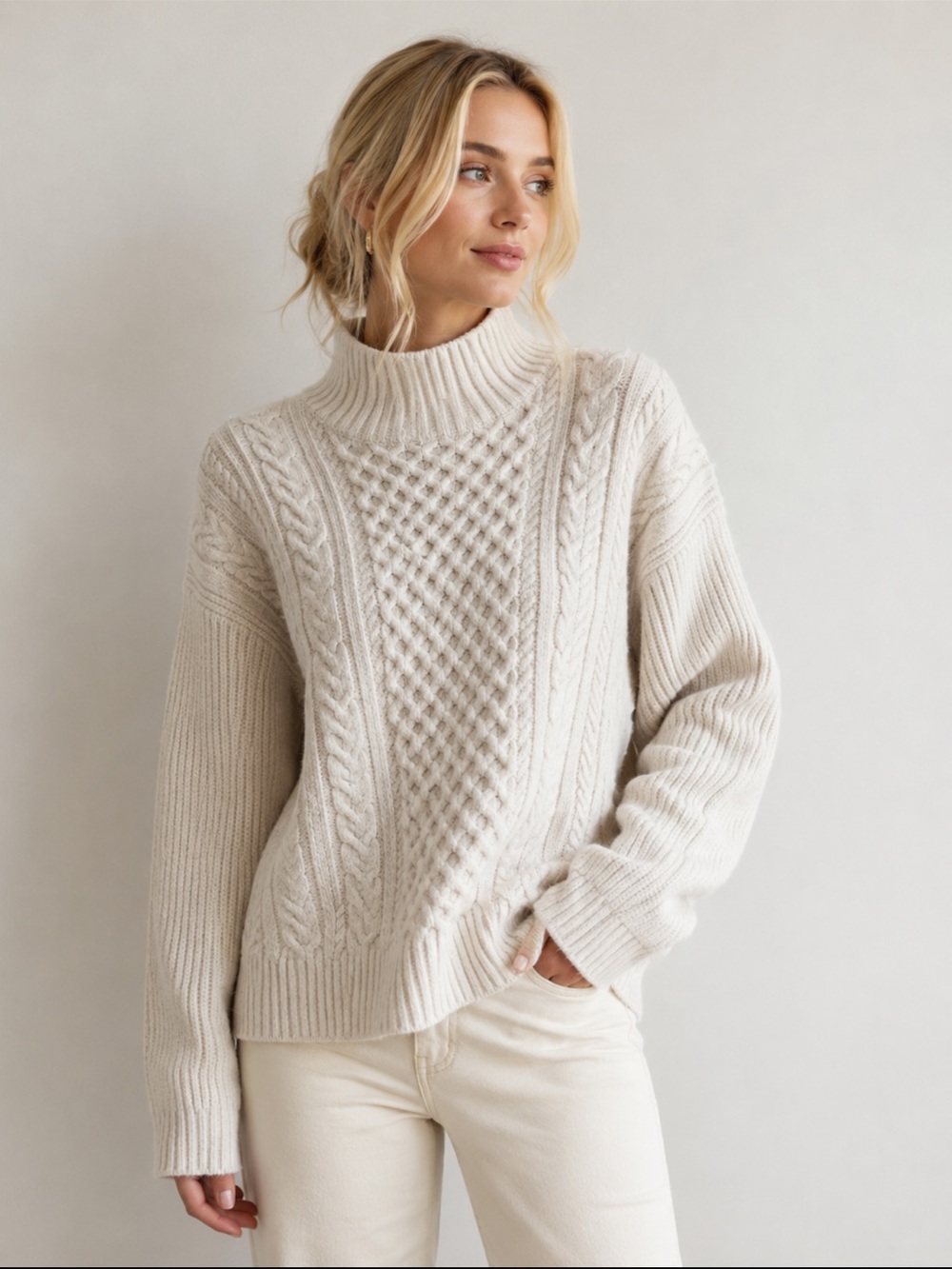 Cozy Cream Cable Knit Sweater